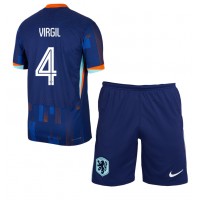 Niederlande Virgil van Dijk #4 Auswärts Trikotsatz Kinder EM 2024 Kurzarm (+ Kurze Hosen)